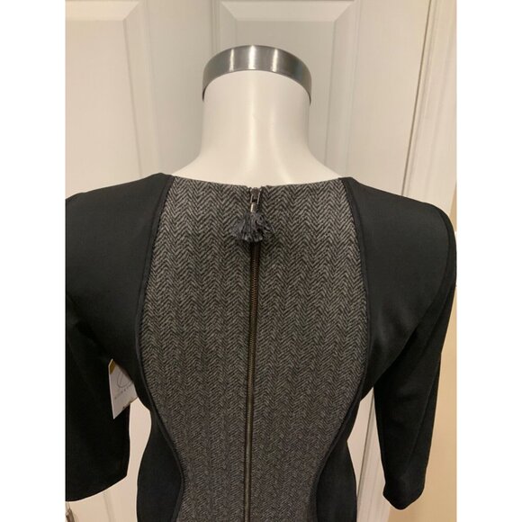 Tahari Arthur S. Levine Black & Gray Houndstooth Studded Dress, Size 4 - Picture 6 of 7